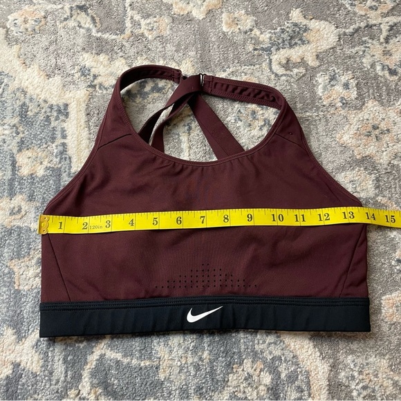 Nike Women's Dark Red and Black Sports Bra - Picture 2 of 5